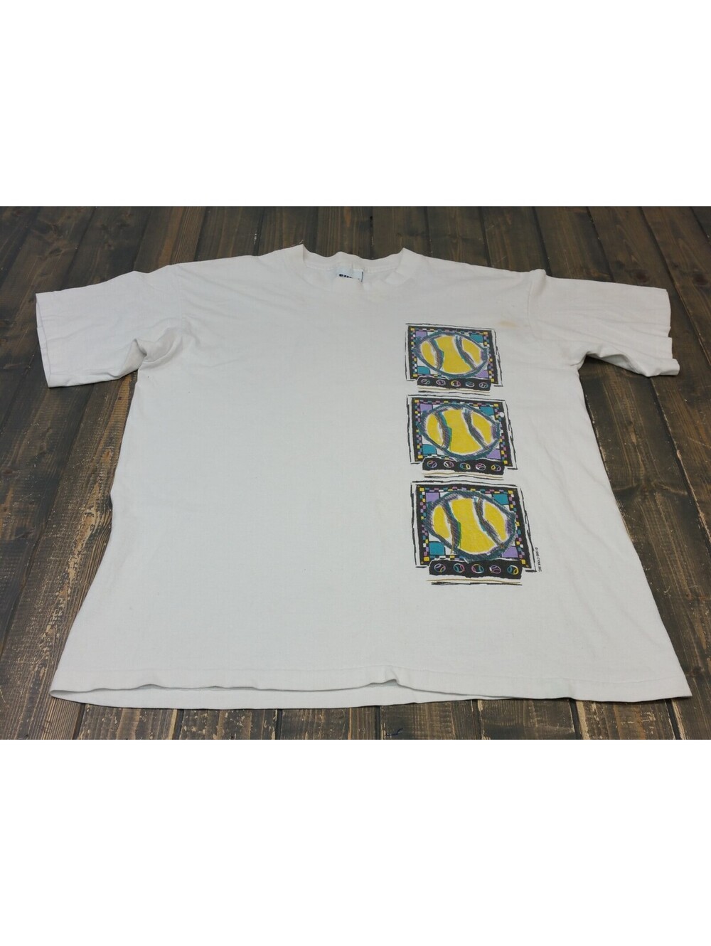 Vintage 1993 CYRK Tennis T Shirt White Single Stitch Sports Mens Large